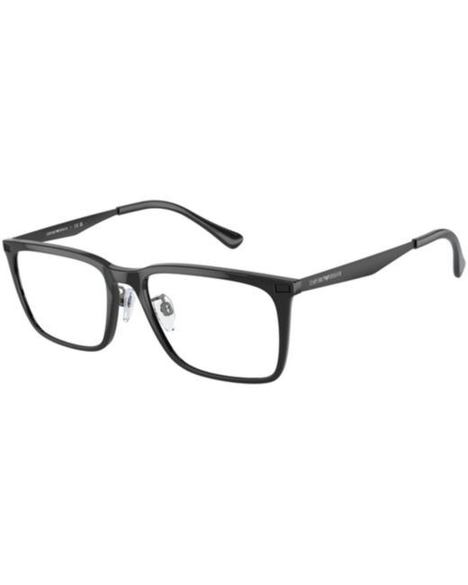 Emporio Armani Black Ea3169f Low Bridge Fit Rectangular Prescription Eyewear Frames for men
