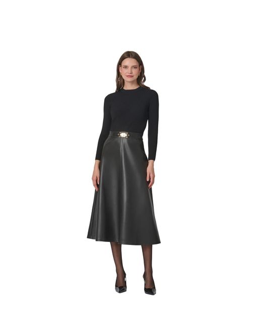 Shoshanna Women's Black Leather Knit Combo Paige Dress