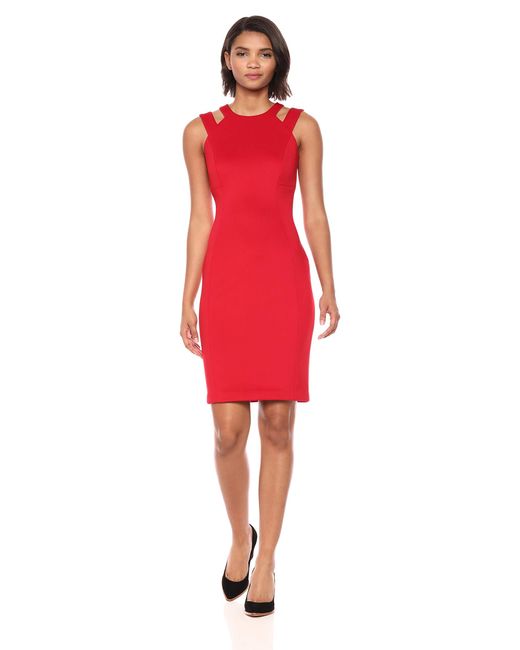 calvin klein red cocktail dress