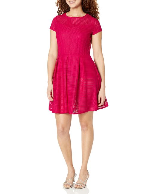 Emporio Armani Pink A|x Armani Exchange Sheer Collar A-line Dress