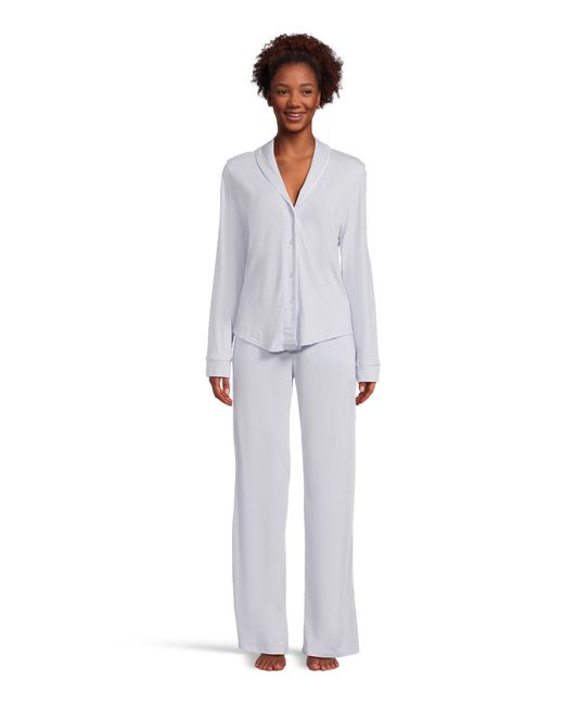 Cosabella White Pima Lusso Longsleeve Top And Pajama Set
