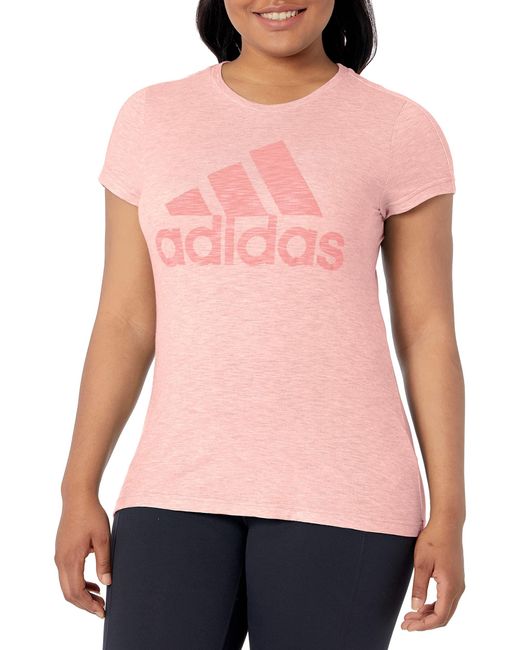 Adidas Pink Womens Must Haves Winners Tee Haze Coral Melange Small