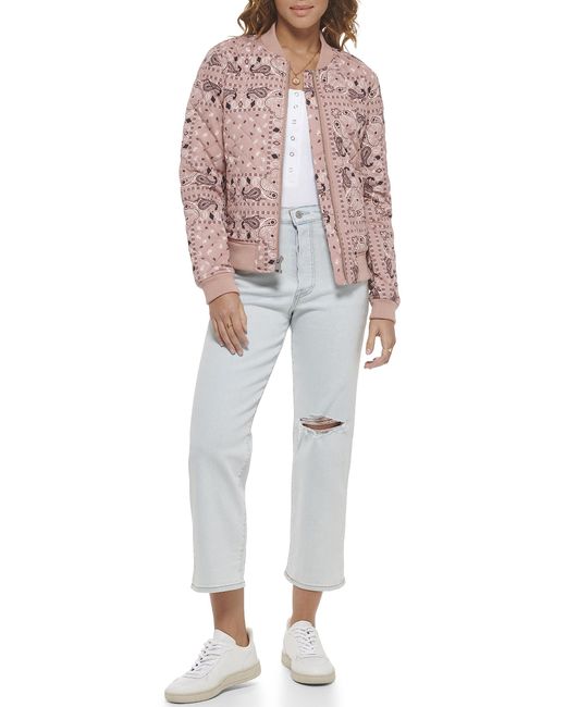 Levi's Militair Jack Van Katoenen Keperstof Met Opstaande Kraag in het Red