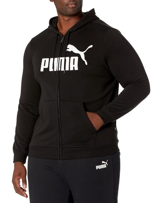 PUMA Black Essentials Big Logo Full Zip Hoodie for men