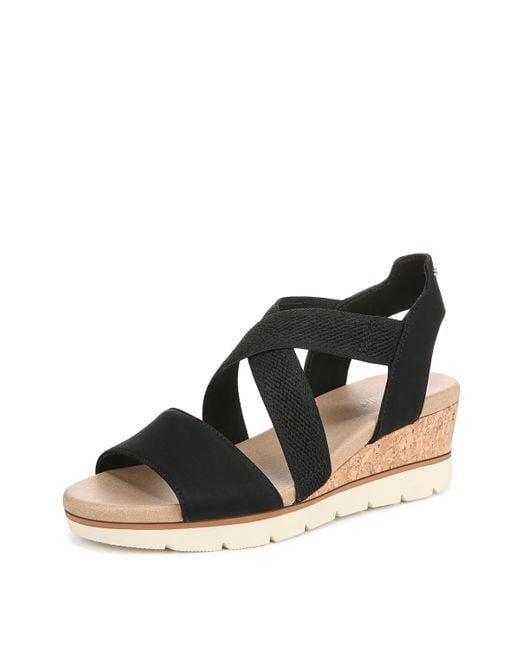 Dr. Scholls Shoes S Just Cute Wedge Sandal Black Fabric 6.5 M