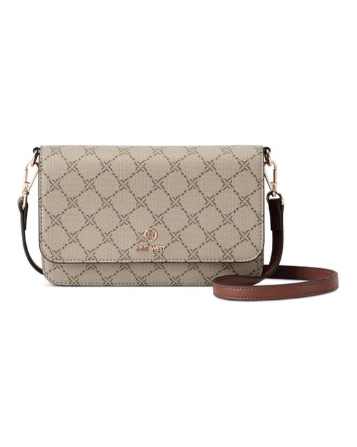 Nine West White Lockup 9s Phone Wallet Crossbody