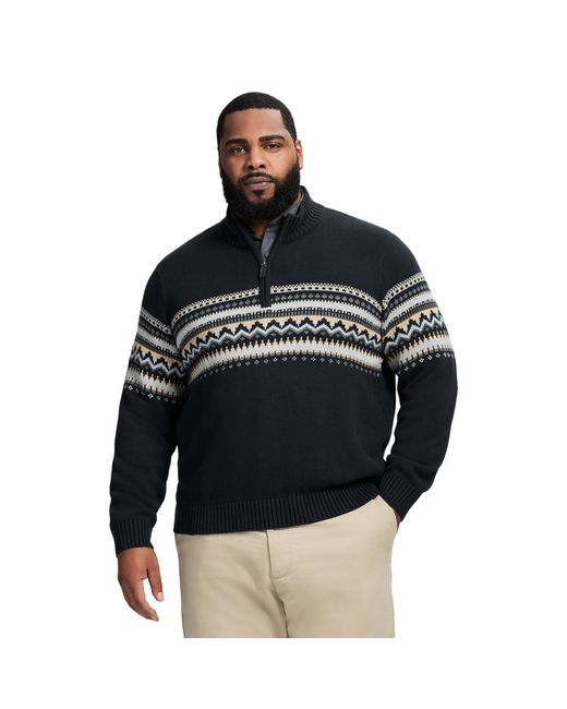 Izod Black Big & Tall Quarter Zip Textured Sweater for men