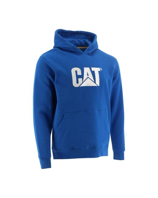 Caterpillar Blue Trademark Hoodies With Embroidered Cat Front Logo for men