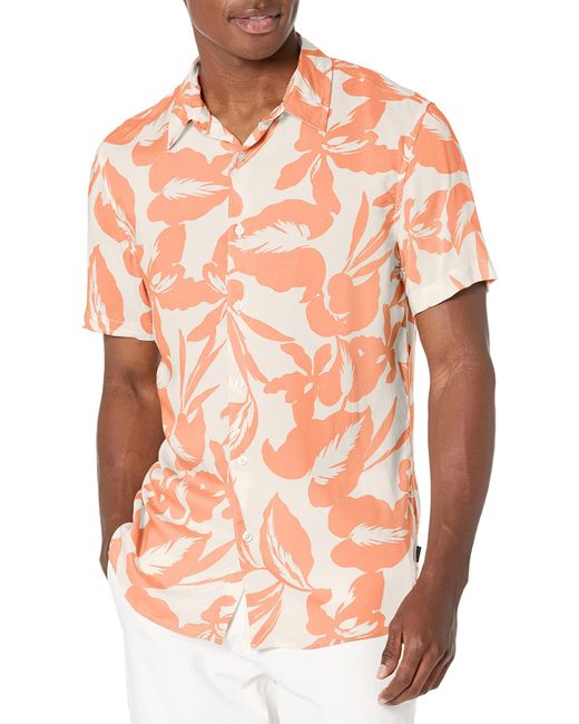 Guess Orange Short Sleeve Eco Rayon Shirt for men