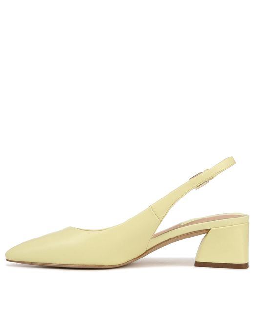 Franco Sarto Natural S Racer Slingback Low Block Heel Pointed Toe Pump Citron Yellow Leather 5 M