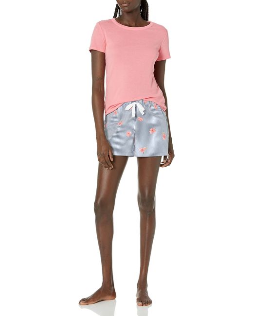 Set Pigiama Donna Cotone Popeline - Maglietta E Short Comodi, Vestibilità Morbida Ed Elasticizzata