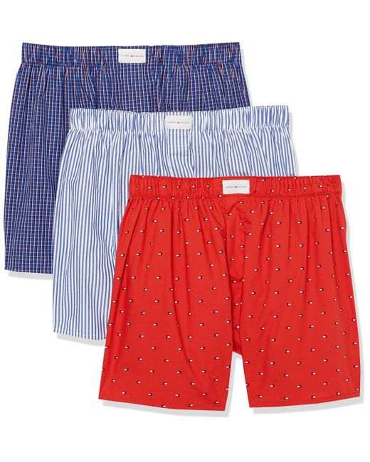 Tommy Hilfiger Red Cotton Classics Woven Boxer 3-pack for men