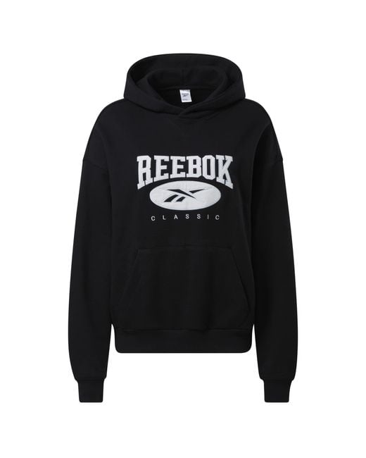 Reebok Black Classics Archive Essentials Big Logo French Terry Hoodie Sweatshirt