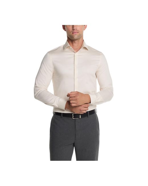 Michael Kors Men's Gray Dress Shirt Comfort Stretch Slim Fit Ecru
