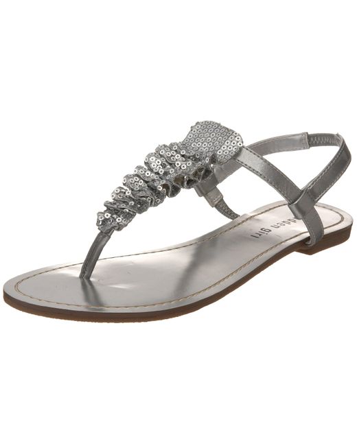 Madden Girl Misschif T-strap Sandal,silver Sequin,8 M Us in Metallic | Lyst