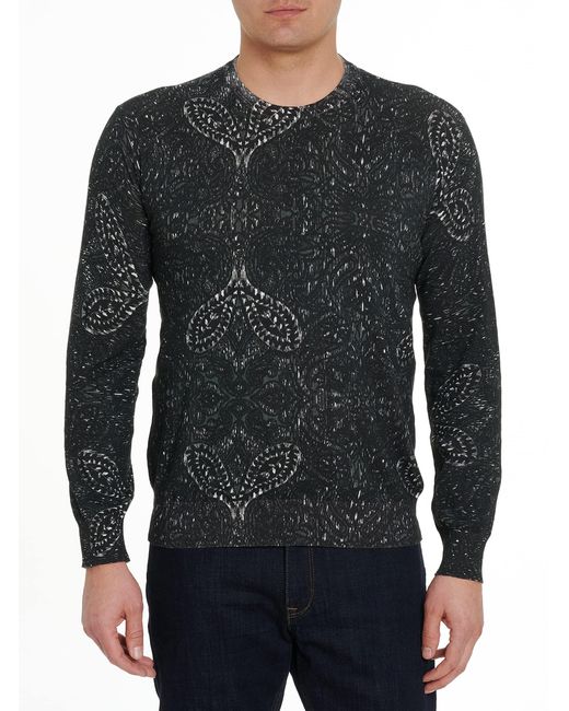 Robert Graham Black Taurus Crewneck Sweater for men