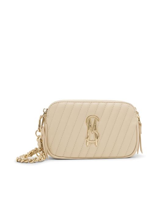 Steve Madden Natural Daisy-h Diagonal Quilted Double Zip Crossbody