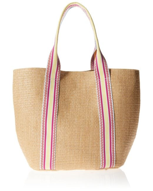 The Drop Multicolor Tracy Large Canvas Detail Straw Tote