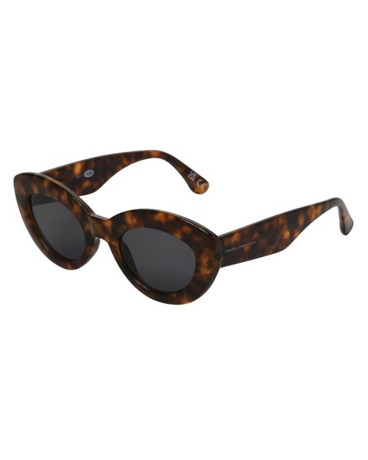 French Connection Brown Full Rim Round Sunglasses