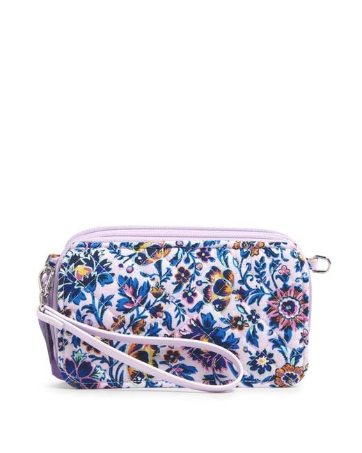 Vera Bradley Blue Cotton All In One Crossbody Purse With Rfid Protection