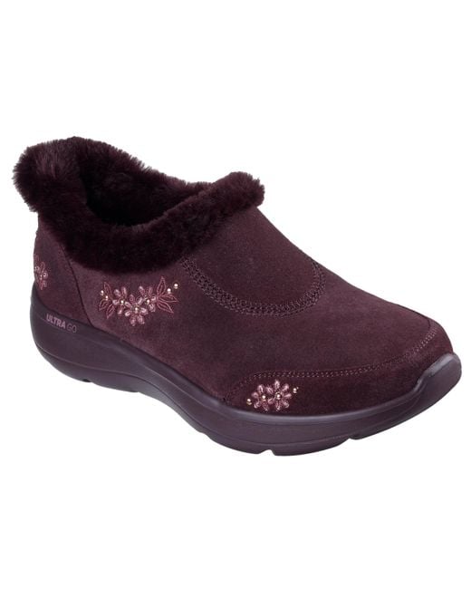 Skechers Women's Purple Hands Free Slip-ins On-the-go Encore Embroidered Slipper