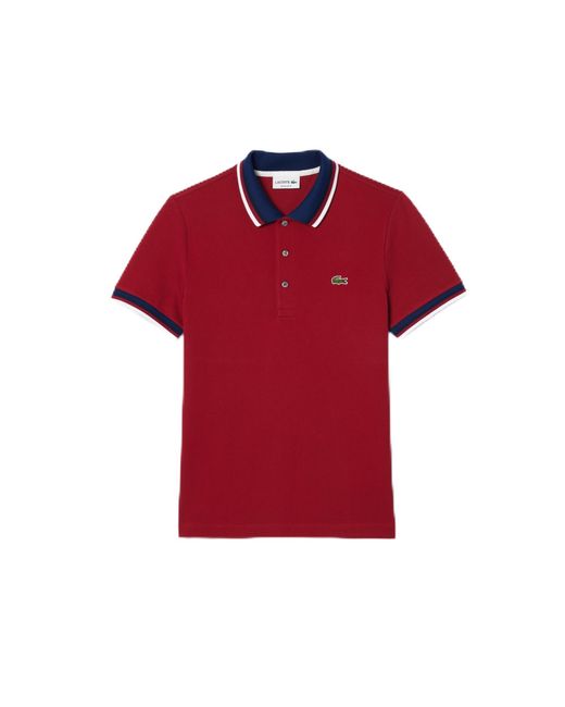 Lacoste Red Short Sleeve Regular Fit Soild Polo for men