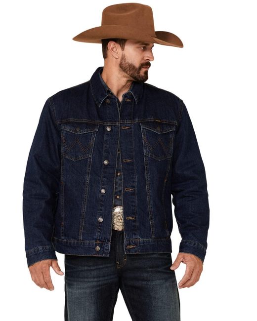 Wrangler Blue Cowboy Cut Western Lined Denim Jacket for men