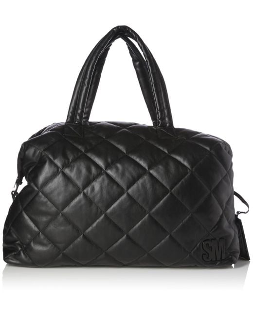 Steve Madden Black Glaze Quilted Weekender