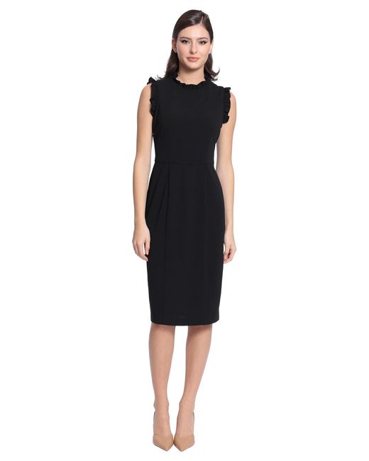Maggy London Ruffle Neck And Armhole Sheath Dress in Black | Lyst