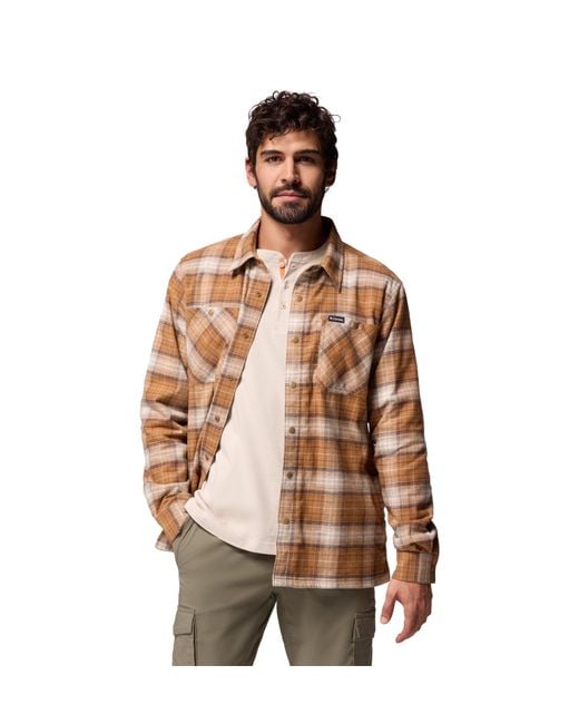 Columbia Men's Brown S Cornell Woods Fleece Lined Shirt Jacket