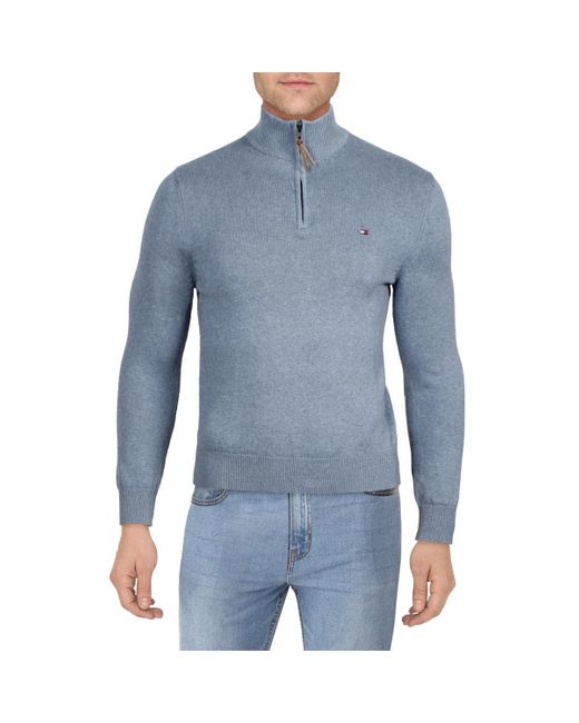 Tommy Hilfiger 1/4 Zip Pull-over Sweater in Blue for Men | Lyst