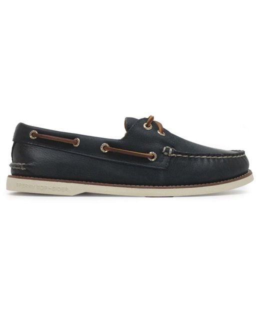 Sperry Top-Sider Black S Gold Authentic Original 2-eye Full Grain Leather Navy Marine Shoes 12 Us for men