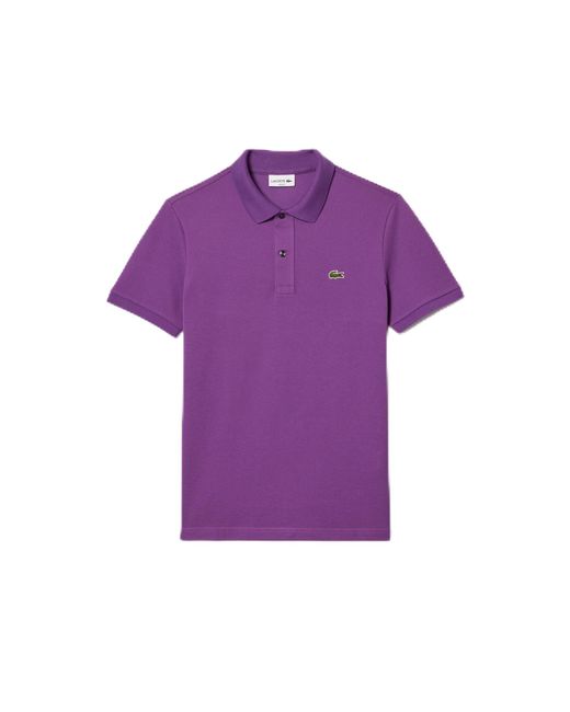 Lacoste Purple Short Sleeved Ribbed Collar Shirt Mm for men