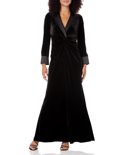Adrianna Papell Black Velvet Tuxedo Gown