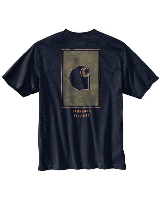 Carhartt Blue Loose Fit Heavyweight Short-sleeve Camo Graphic T-shirt for men