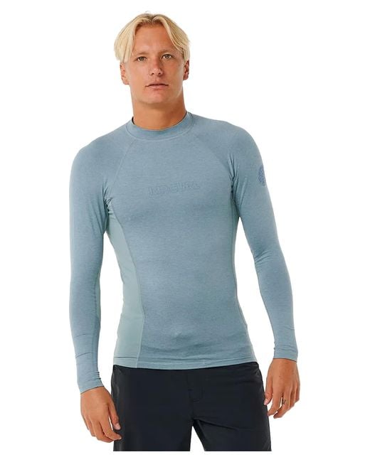 Rip Curl Blue Standard Dawn Patrol Upf 50+ Performance Long Sleeve Rashguard for men
