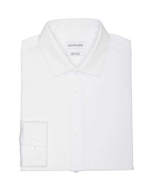 Calvin Klein Dress Shirt Slim Fit Everyday Active 4-way Stretch White for men