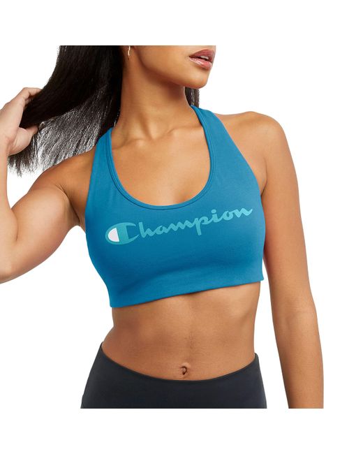 Champion Blue , Authentic, Moderate Support, Classic Sports Bra For