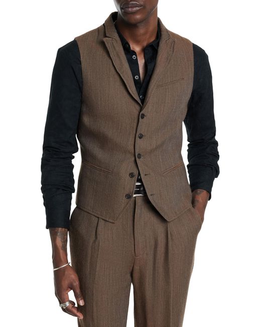 John Varvatos Brown Woodward Vest Chamois 48 for men