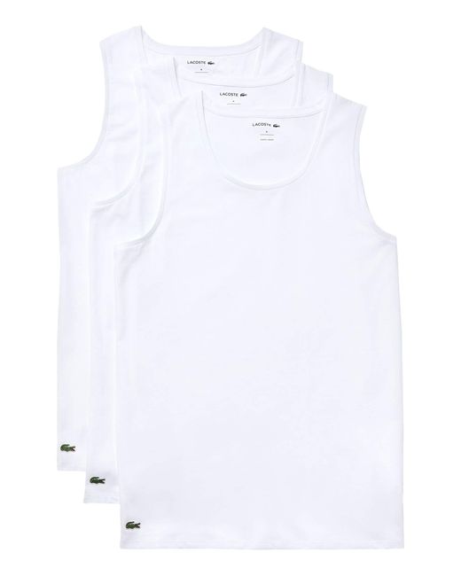 Lacoste Essentials 3 Pack 100% Cotton Slim Fit in White Men - Save 18% - Lyst