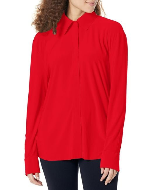 Norma Kamali Red Nk Shirt With Collar Stand