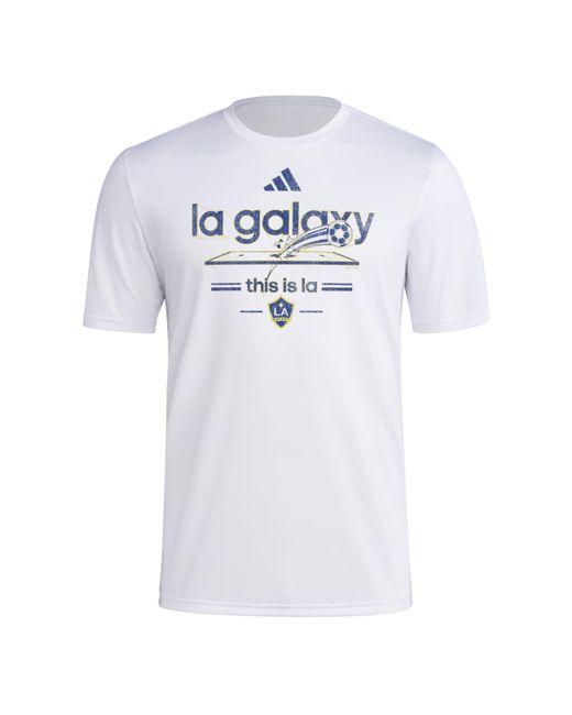 Adidas White Standard Los Angeles Galaxy Vintage World Pre-game Short Sleeve T-shirt for men