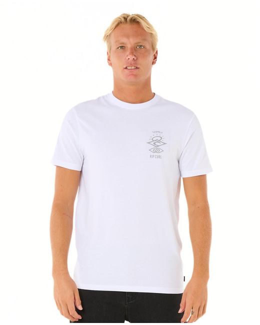 Rip Curl White Graphic Short Sleeve Crew Neck T-shirt for men