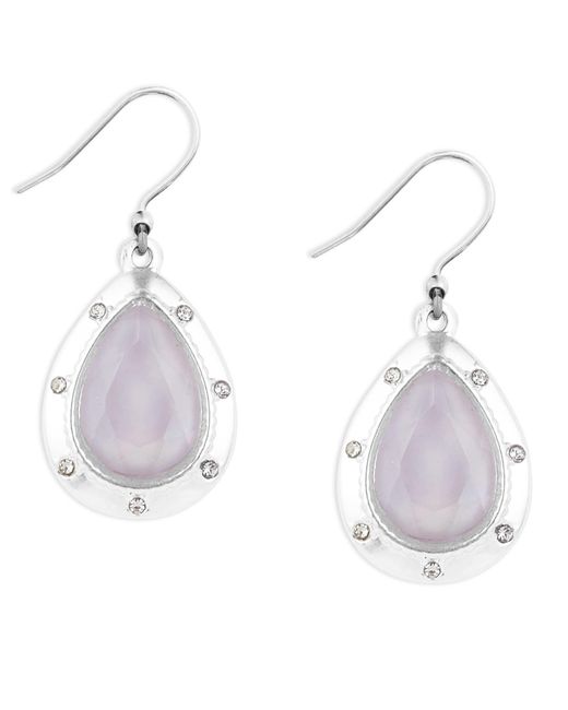 Lucky Brand White Lavender Stone Drop Earrings,silver,one Size