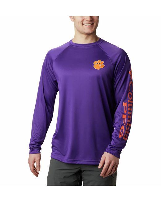Columbia Ncaa Clemson Tigers Terminal Tackle Long Sleeve Shirt in Purple  for Men