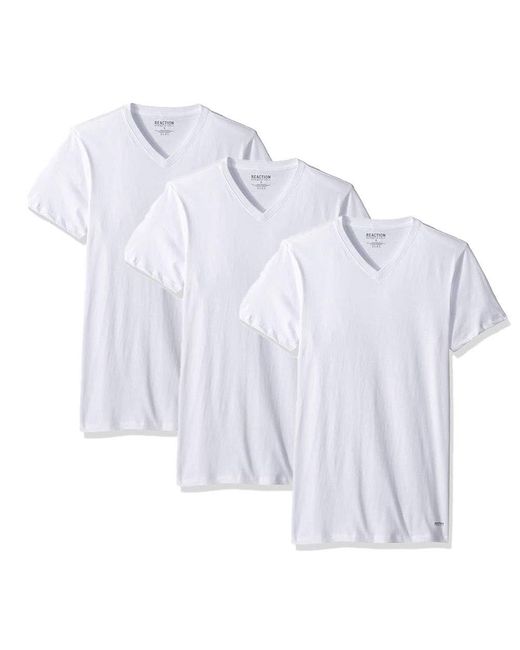 Kenneth Cole White Cotton Stretch V Neck T-shirt for men