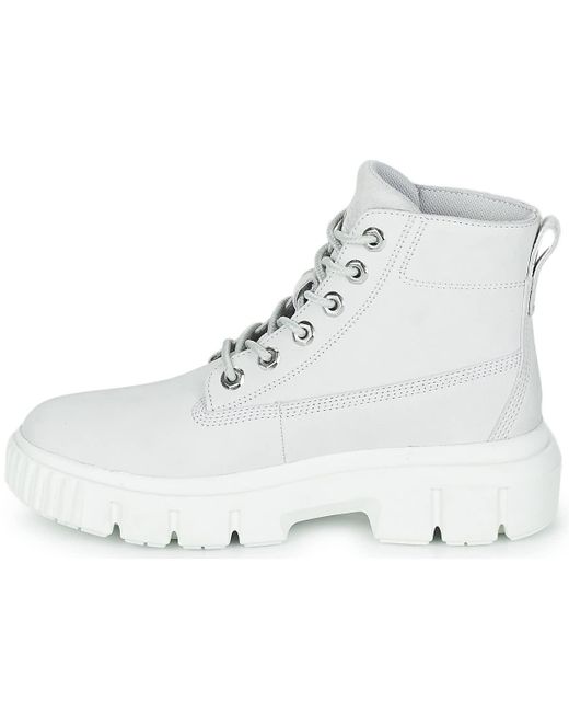 Timberland White Greyfield Ladies Leather Boots Light Grey Uk 6