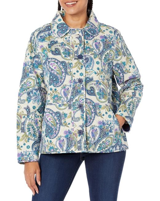 Vera Bradley Blue Quilted Jacket With Pockets