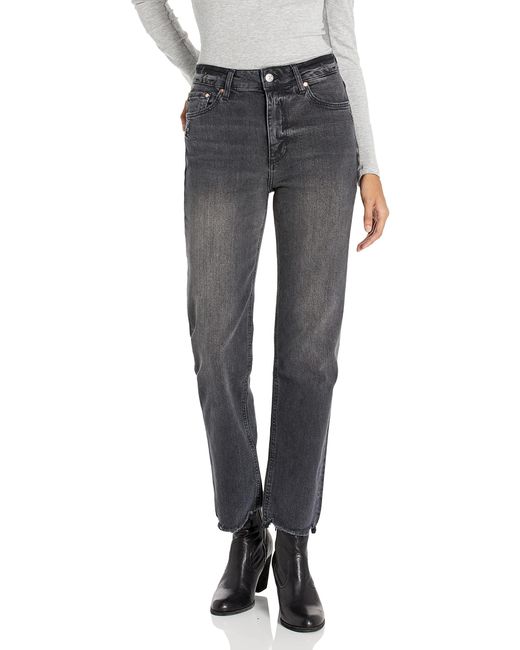 PAIGE Stella Straight 29" Inseam Ultra High Rise In Black Shore