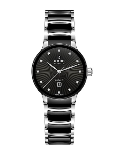 Rado Centrix Automatic Diamonds With Black Dial And Date Display With Swiss Automatic Movement